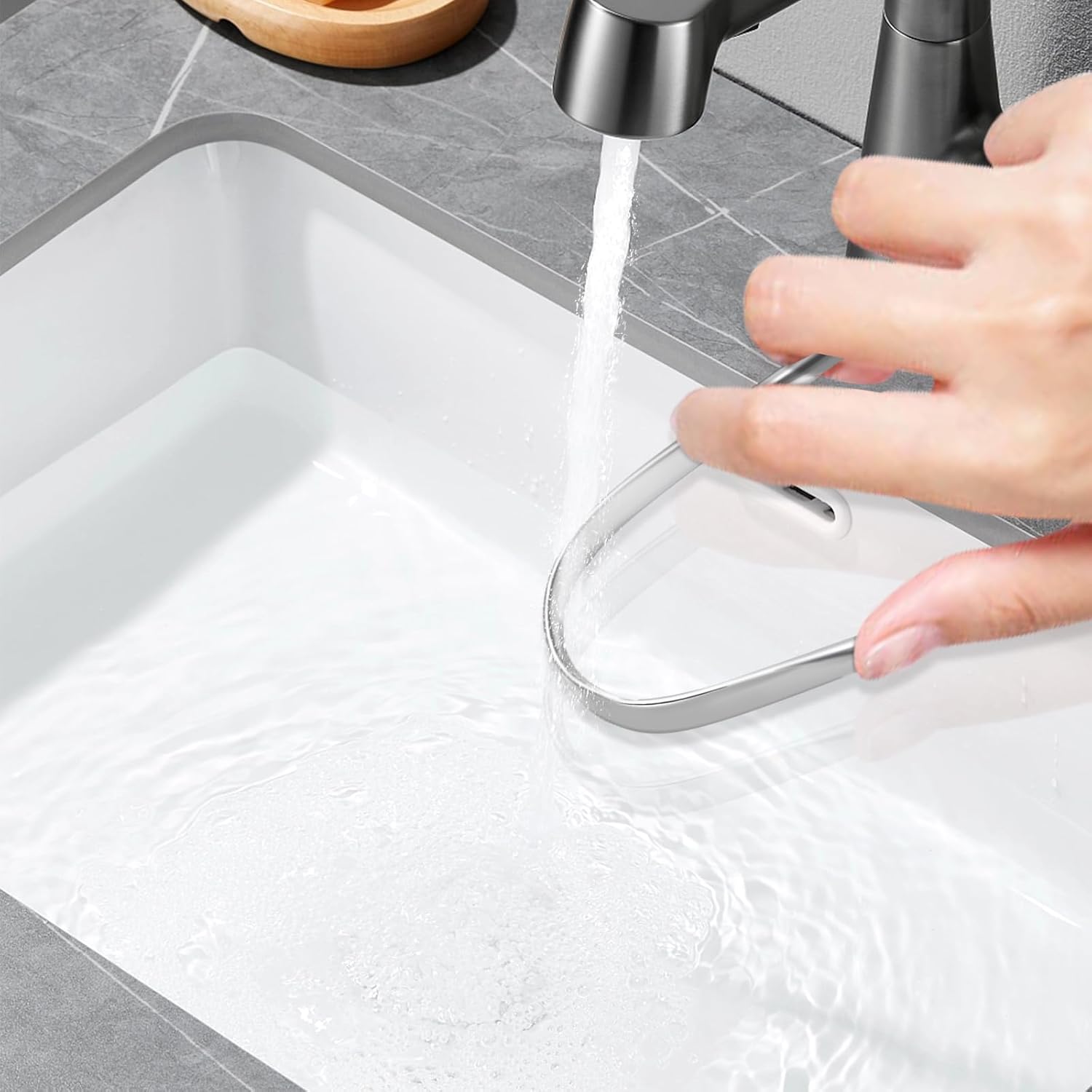 Raspador de lengua, limpiador de lengua de acero inoxidable, raspador de lengua para adultos, reduce el mal aliento y el aliento fresco (1 paquete