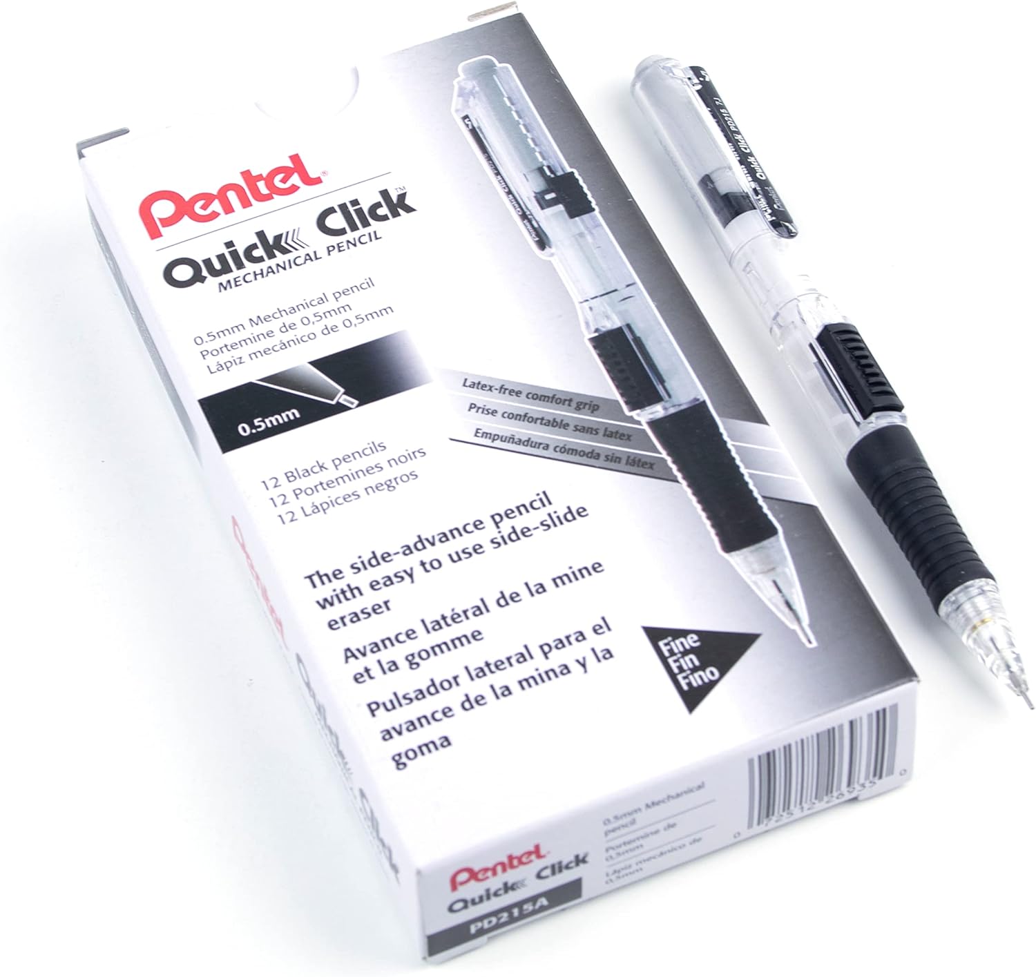 Portaminas Pentel Quick Click, Negro Paquete de 12