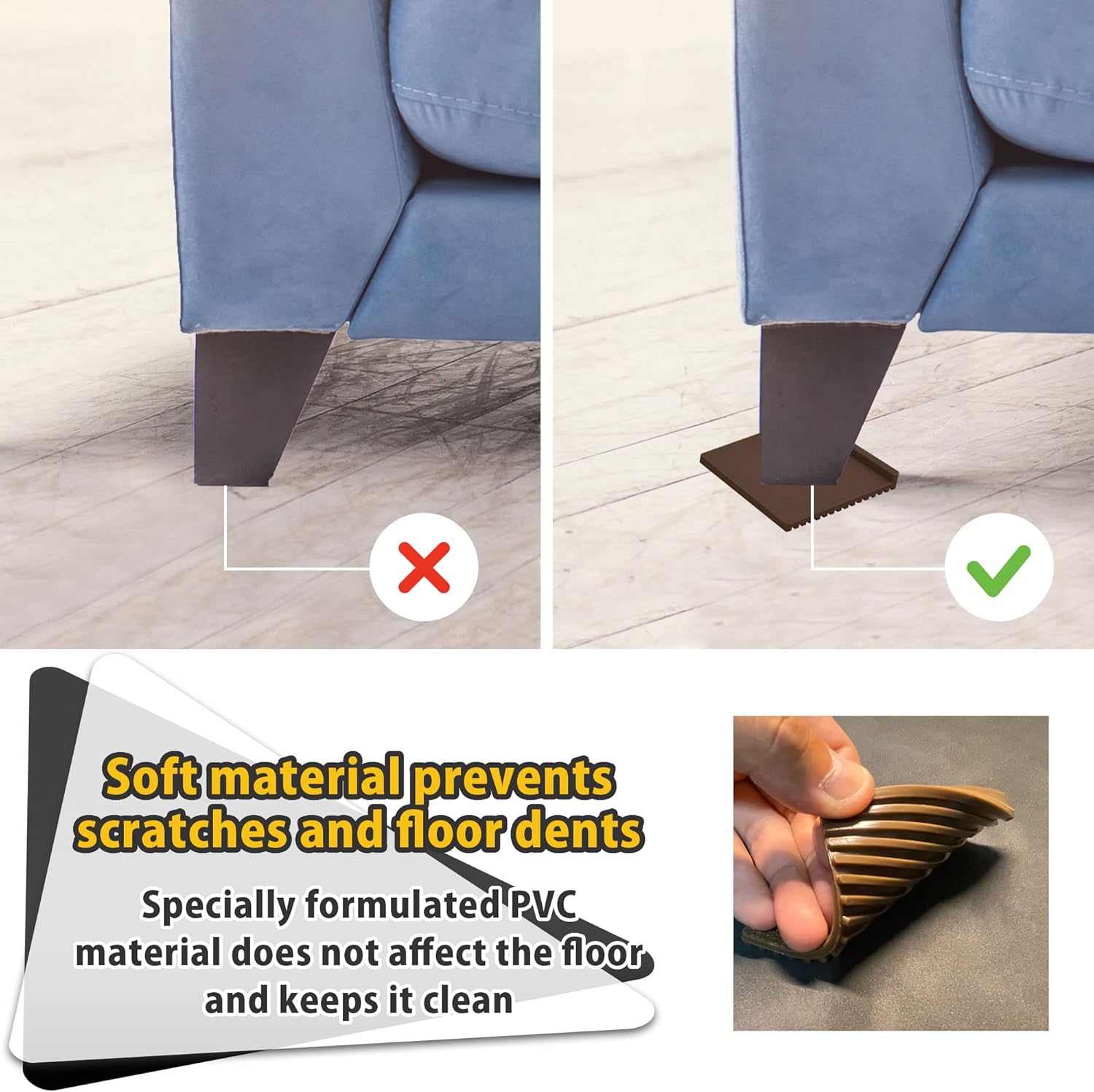 Almohadillas antideslizantes de goma reutilizables para muebles (juego de 8) que protegen los suelos de arañazos o dañossofá, silla, pies y cama