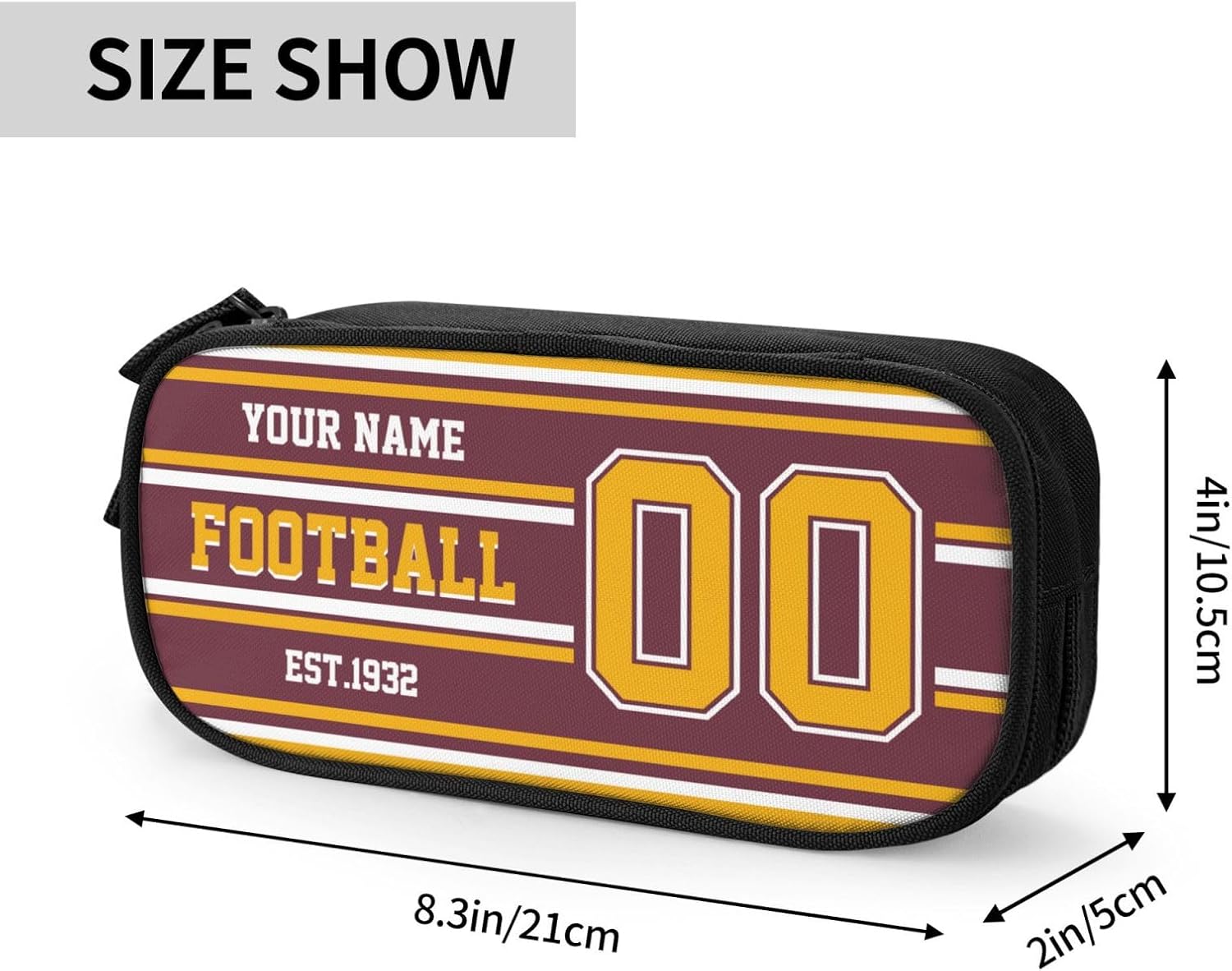 RIAWARME Estuche de lápices personalizado con número de nombre, caja de lápices personalizada estilo fútbol, regalo personalizado para hombres y