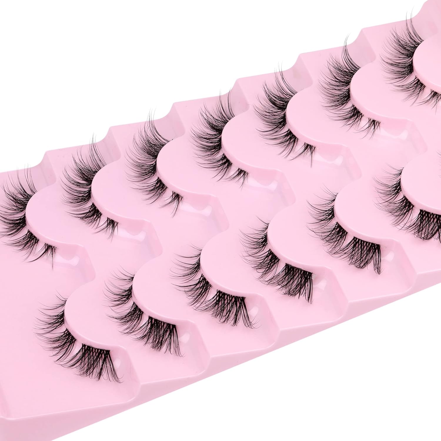 Pestañas postizas de aspecto natural, pestañas de banda transparente y esponjosas, pestañas cortas 3D de imitación de visón de gato, pestañas de