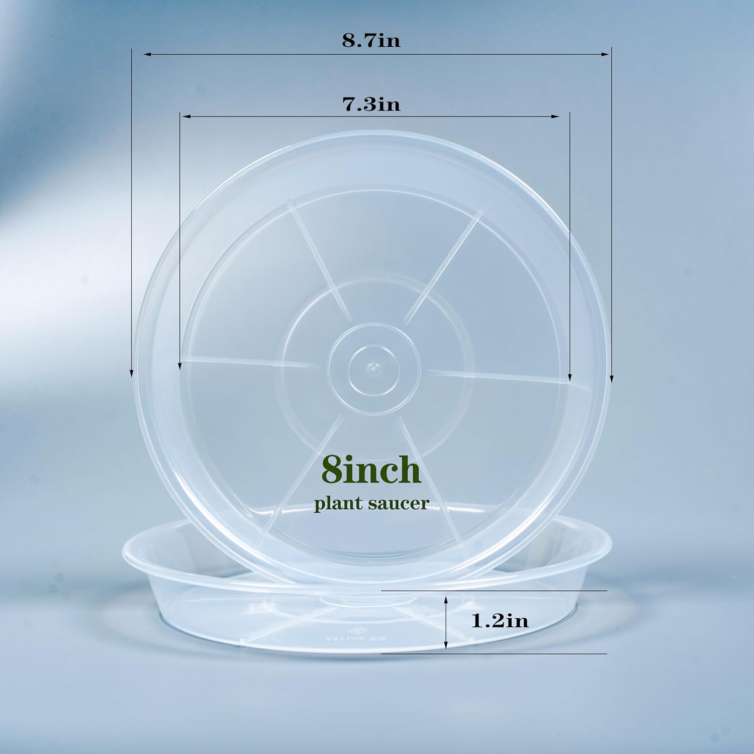 Platillos transparentes para plantas, paquete de 6 bandejas redondas de plástico de 8 pulgadas, resistentes para interiores y exteriores, jardín,