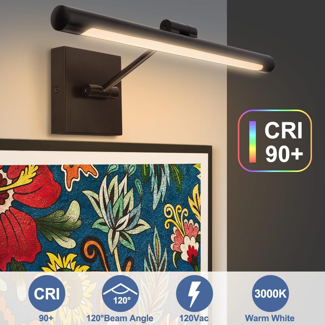 Xbuyee Luz LED para pintura, luz de arte ajustable de 16.54 pulgadas y 9 W para pared, lámpara de pared de galería para trabajos de exhibición,