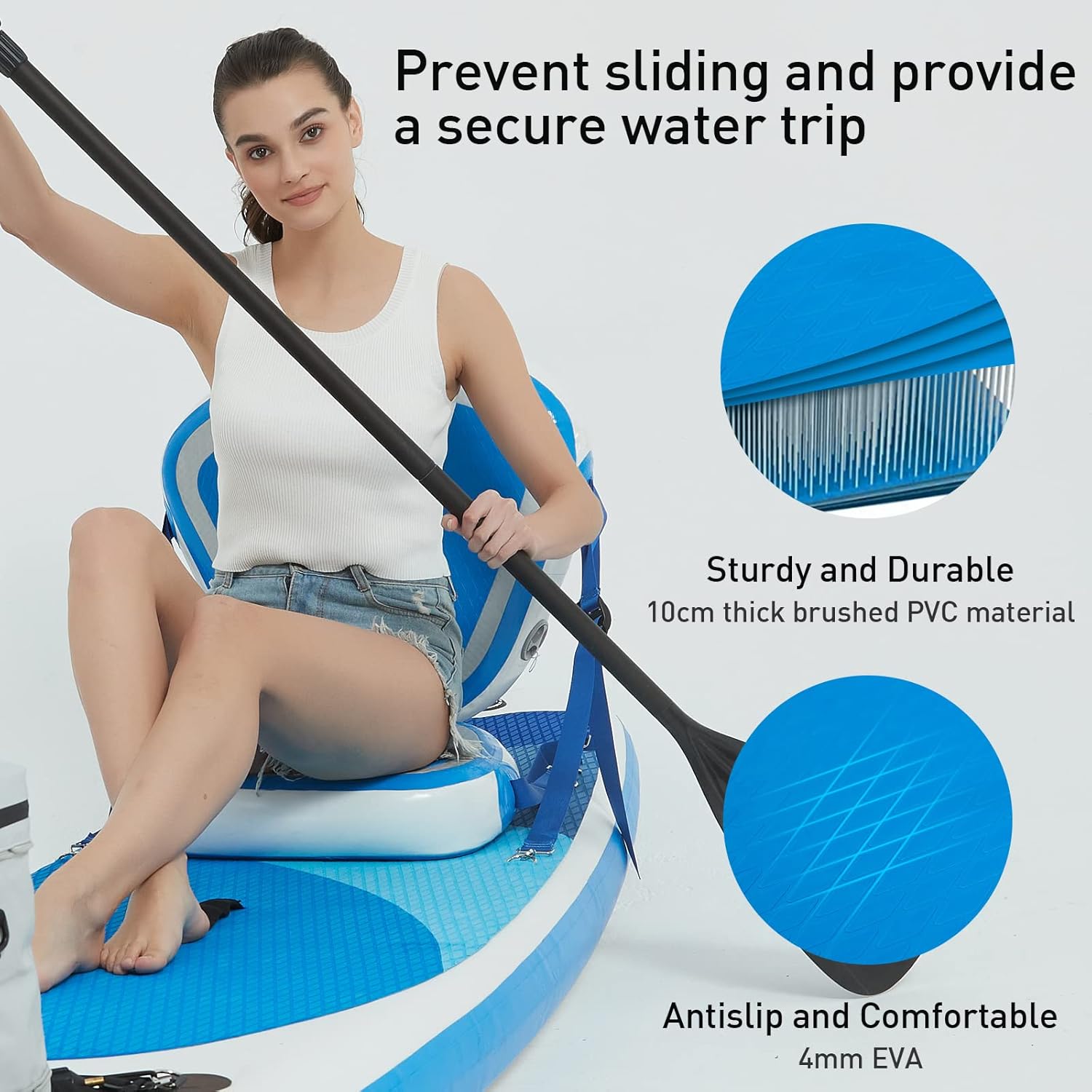 Huskfirm Asiento de kayak, asiento acolchado universal, cómodo, inflable desmontable, asiento de SUP ajustable para kayaks, botes de remos, barcos