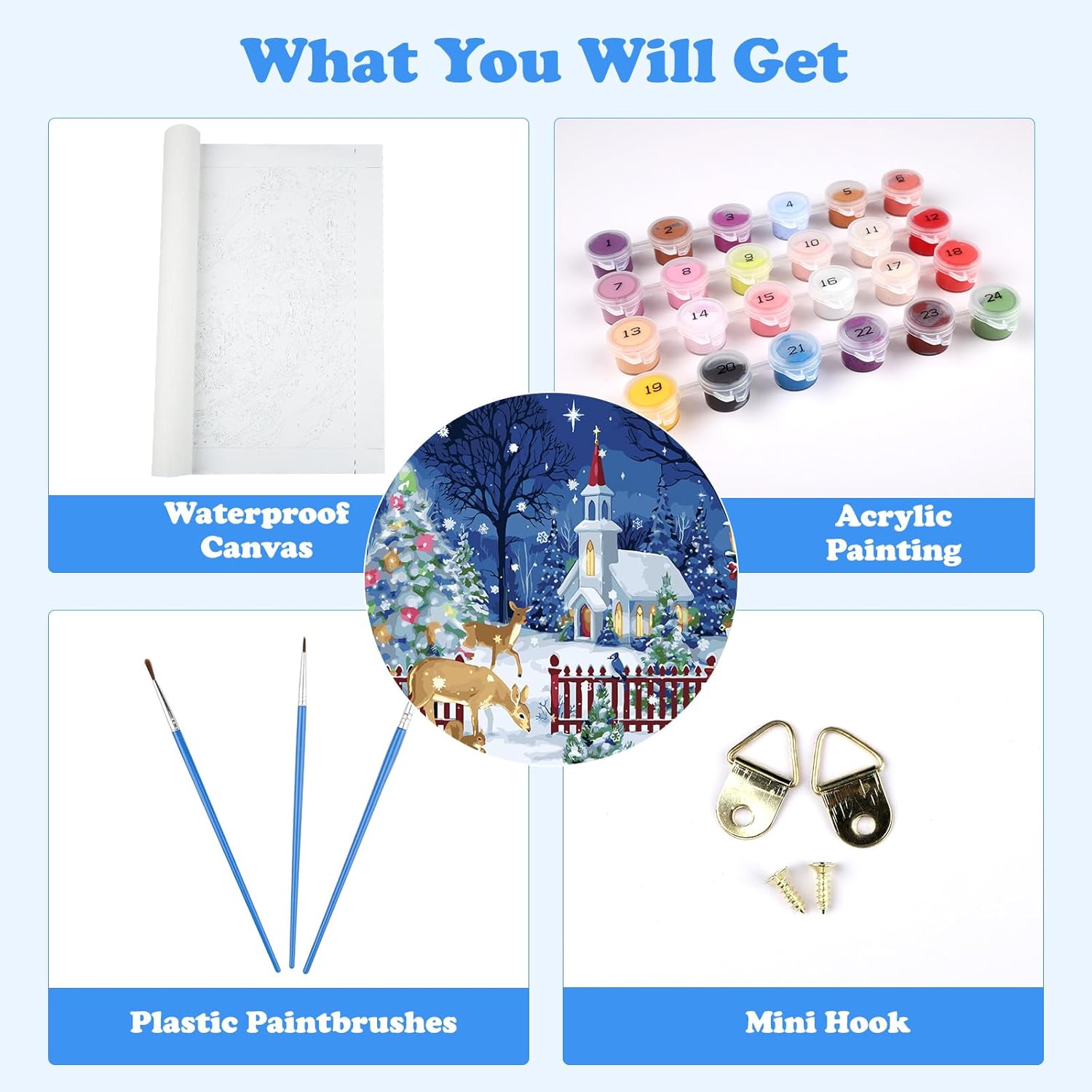 MOGTAA Pintura por números para adultos, pintura de invierno por números para niños principiantes, pintura de bricolaje por números sobre lienzo,