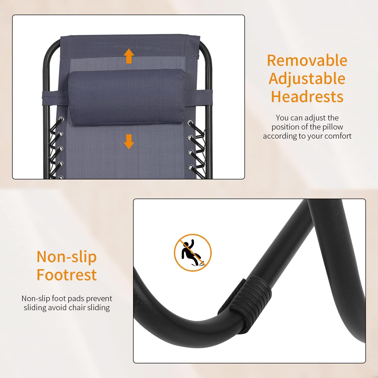 FDW – Silla de gravedad cero para patio, tumbona, 1 paquete de correas ajustables para alberca, con soporte para taza, Azul