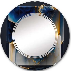 Abstract Geode Gold and Blue Marble Shape II- Vanity Mirror, Bathroom Mirrors, Wall Mirrors for Living Room, Bedroom – Round Mirror – Large 24’x24′, Abstract Geode Gold and Blue Marble Shape II- Vanity Mirror, Bathroom Mirrors, Wall Mirrors for Living Room, Bedroom – Round Mirror – Large 24’x24′,