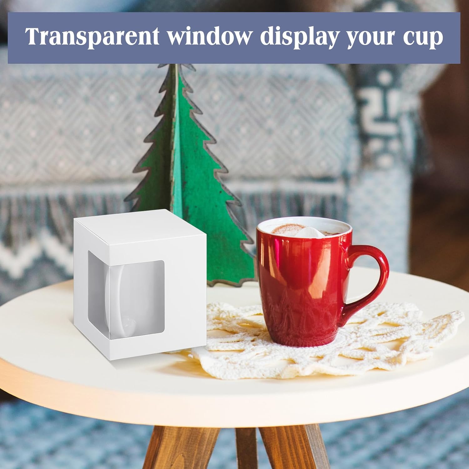 Harloon 72 cajas de tazas para regalo, taza de café, caja de regalo, caja de embalaje transparente, regalo para sublimación en blanco, 11 onzas, 12