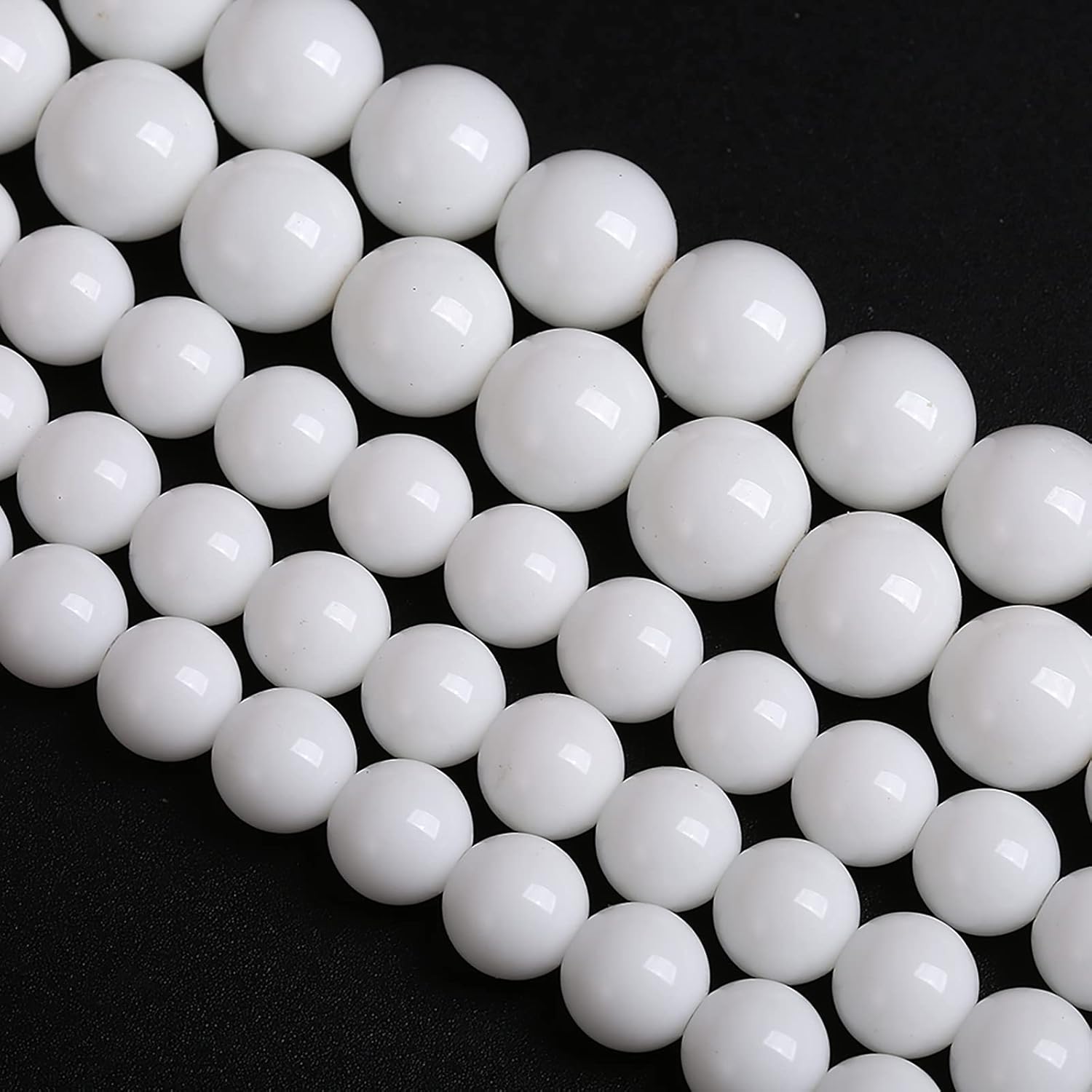 60 cuentas sueltas de ágata blanca de porcelana blanca de 0.236 in, espaciador redondo para hacer joyas, pulseras, collares, 15 pulgadas, energía