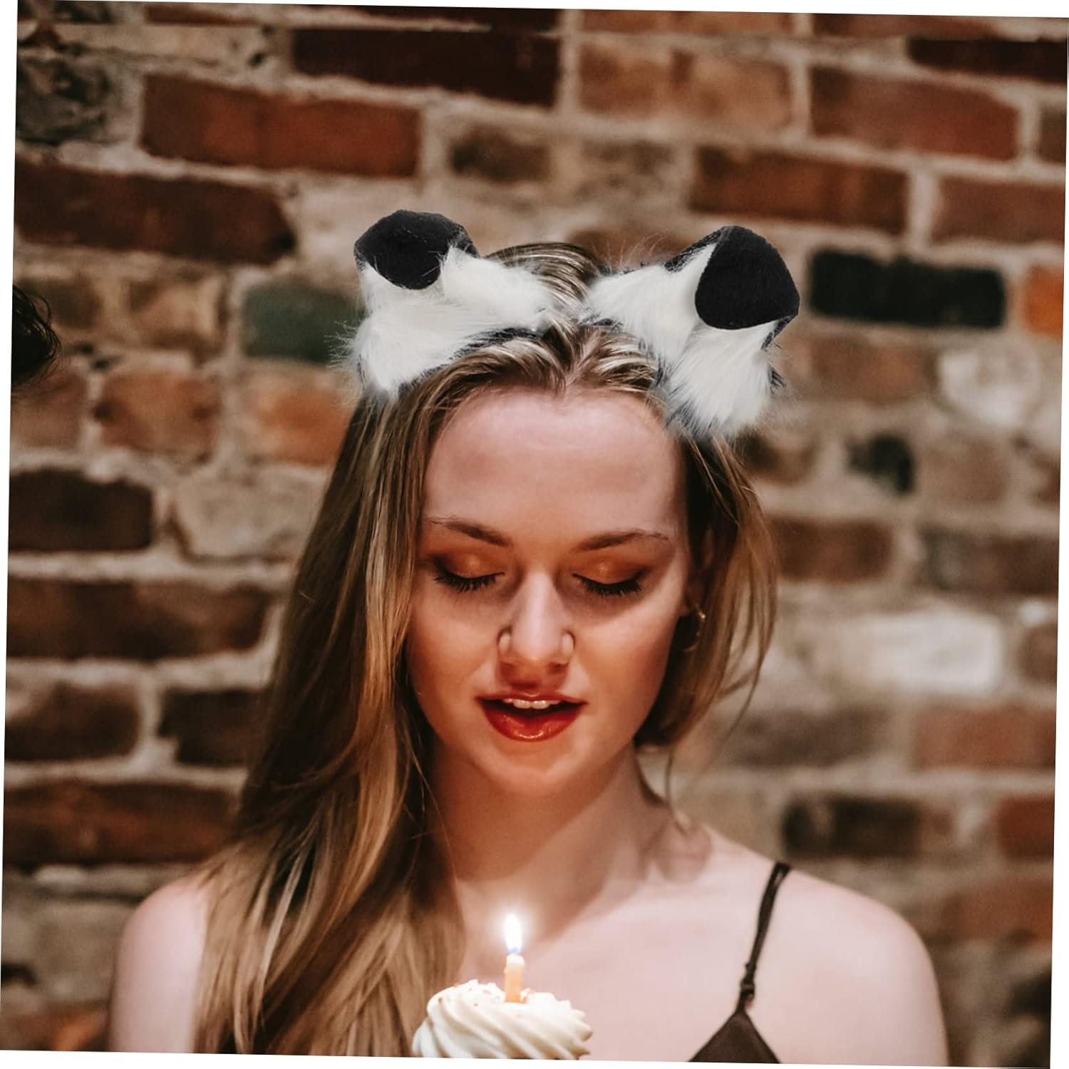 Holibanna Diadema de orejas de perro de peluche, accesorios para el cabello para baile de graduación, diadema de orejas para perro, disfraz de