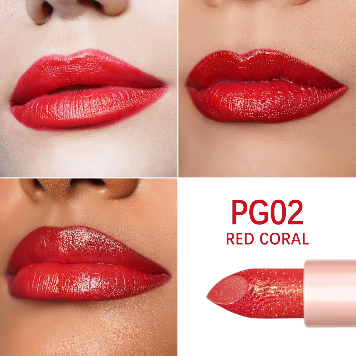 Oulac Lápiz labial hidratante rojo coral, bálsamo labial teñido con aceite de rosa de damasco alivia los labios, maquillaje de labios brillante y