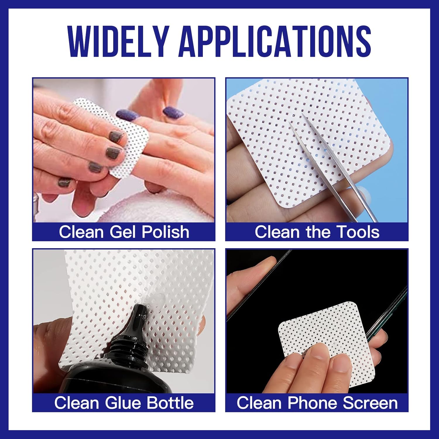 Makartt Lint Free Nail Wipes, 500Pcs Gel Nail Polish Remover Wipes, Super Absorbent Soft Nail Polish Remover Pads, Cleaning Wipes for Nails Glue,
