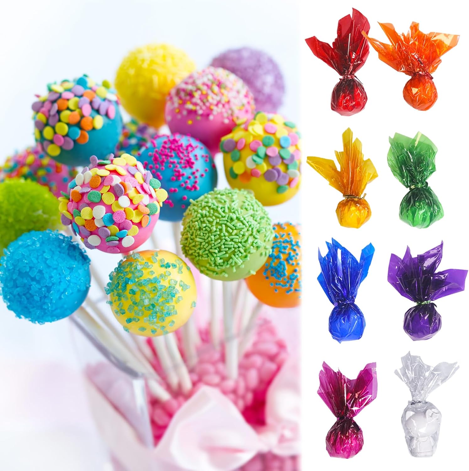 joaoxoko Envoltura de celofán, hojas de celofán de colores de 14 x 14 pulgadas para manualidades, regalos, envoltura de dulces, decoración de