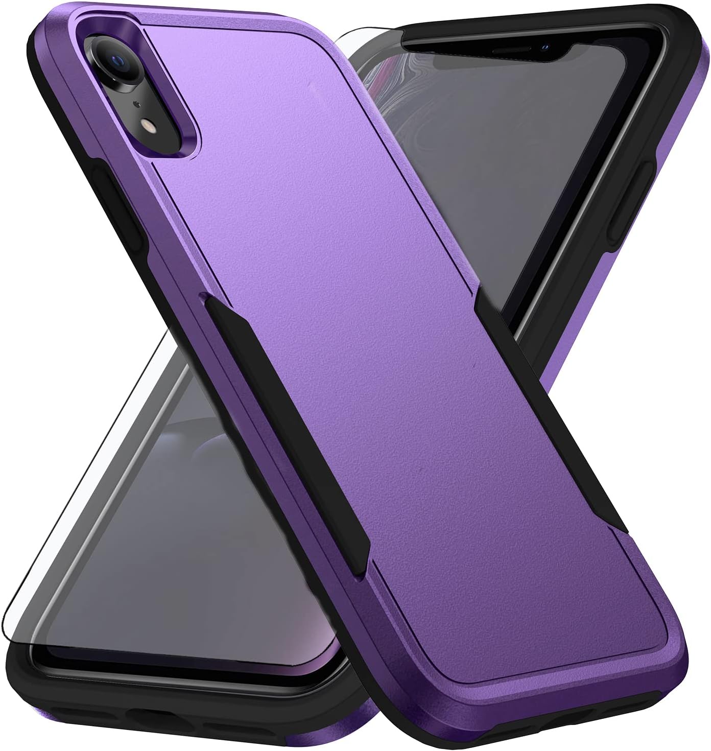 Asuwish Funda para iPhone XR 6.1 con protector de pantalla de vidrio templado y delgada híbrida de cuerpo completo para iPhone XR iPhone10R i Phonex