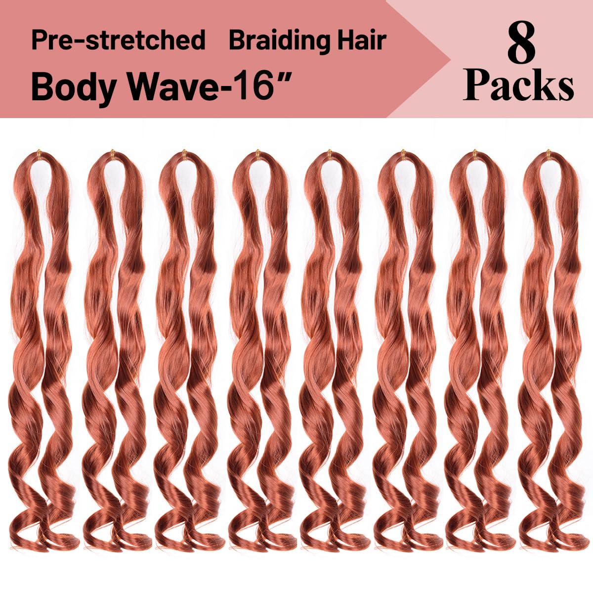 Cabello rizado francés trenzado, paquete de 8 unidades, suelto, ondulado, preestirado, sintético 350# en espiral rizado de ganchillo de 16 pulgadas,