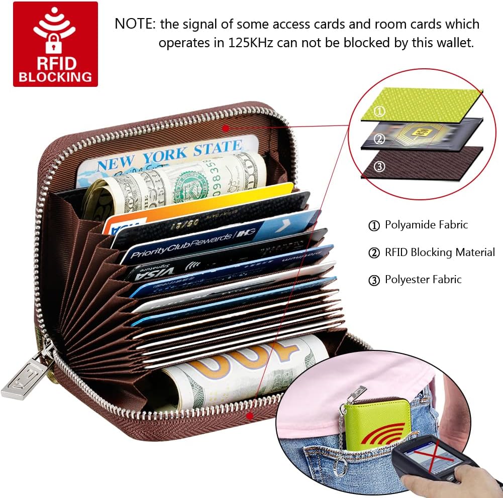 FurArt – Cartera para tarjetas de crédito, soporte para tarjetas con cremallera para hombres y mujeres, bloqueo RFID, cartera con llavero, tamaño