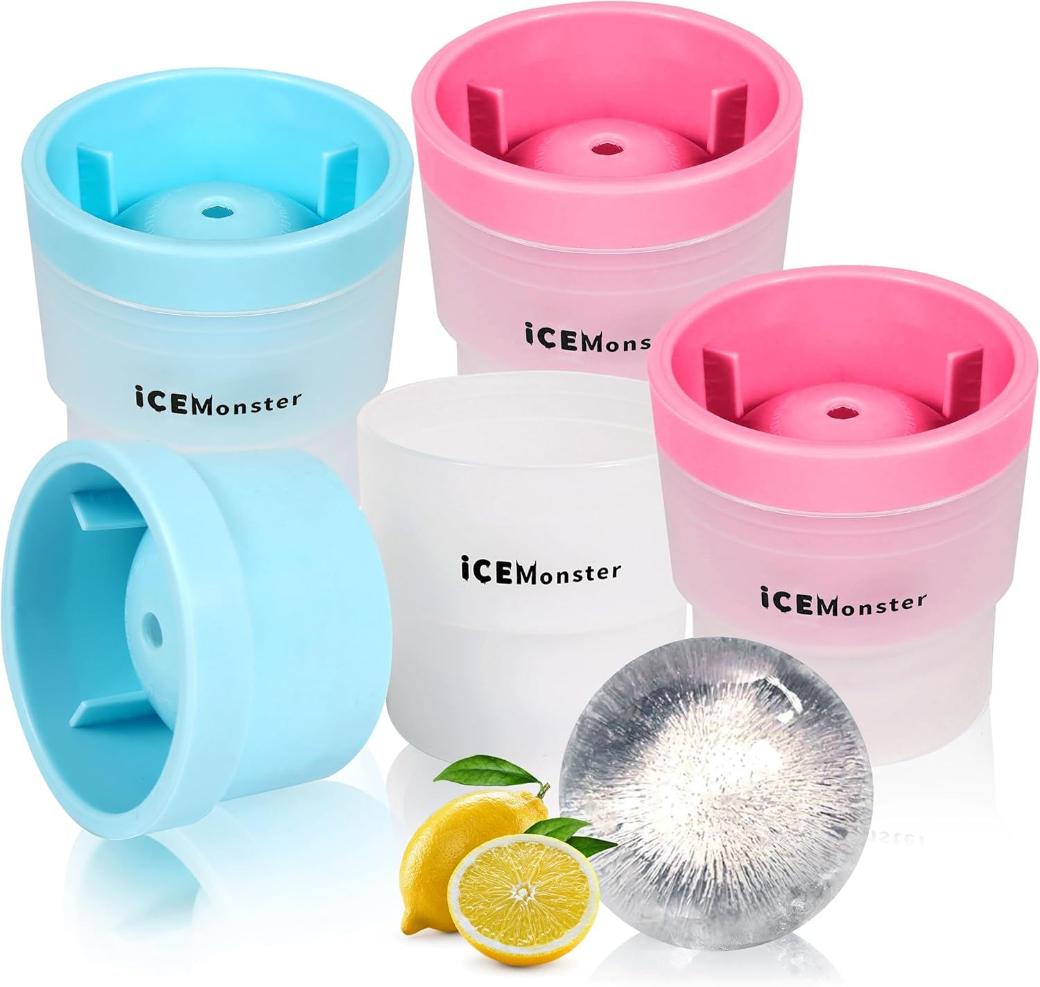 Ice Monster – Molde de hielo esférico, molde para hielo para whisky, bola de hielo, cubo de hielo redondo, molde para cubo de hielo grande Bourbon,