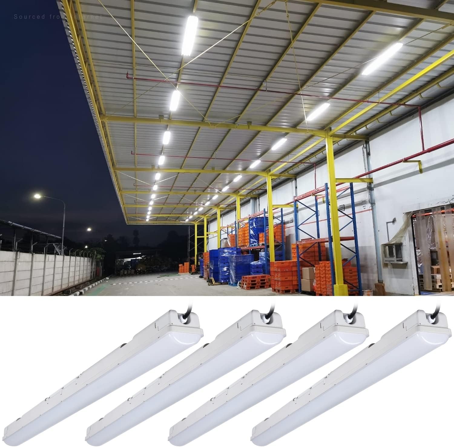 LEONLITE Luz LED hermética de vapor de 4 pies, 70 W, 9000 lúmenes, 5000 K, 100-277 V, 0-10 V, regulable, a prueba de vapor, lámpara LED impermeable