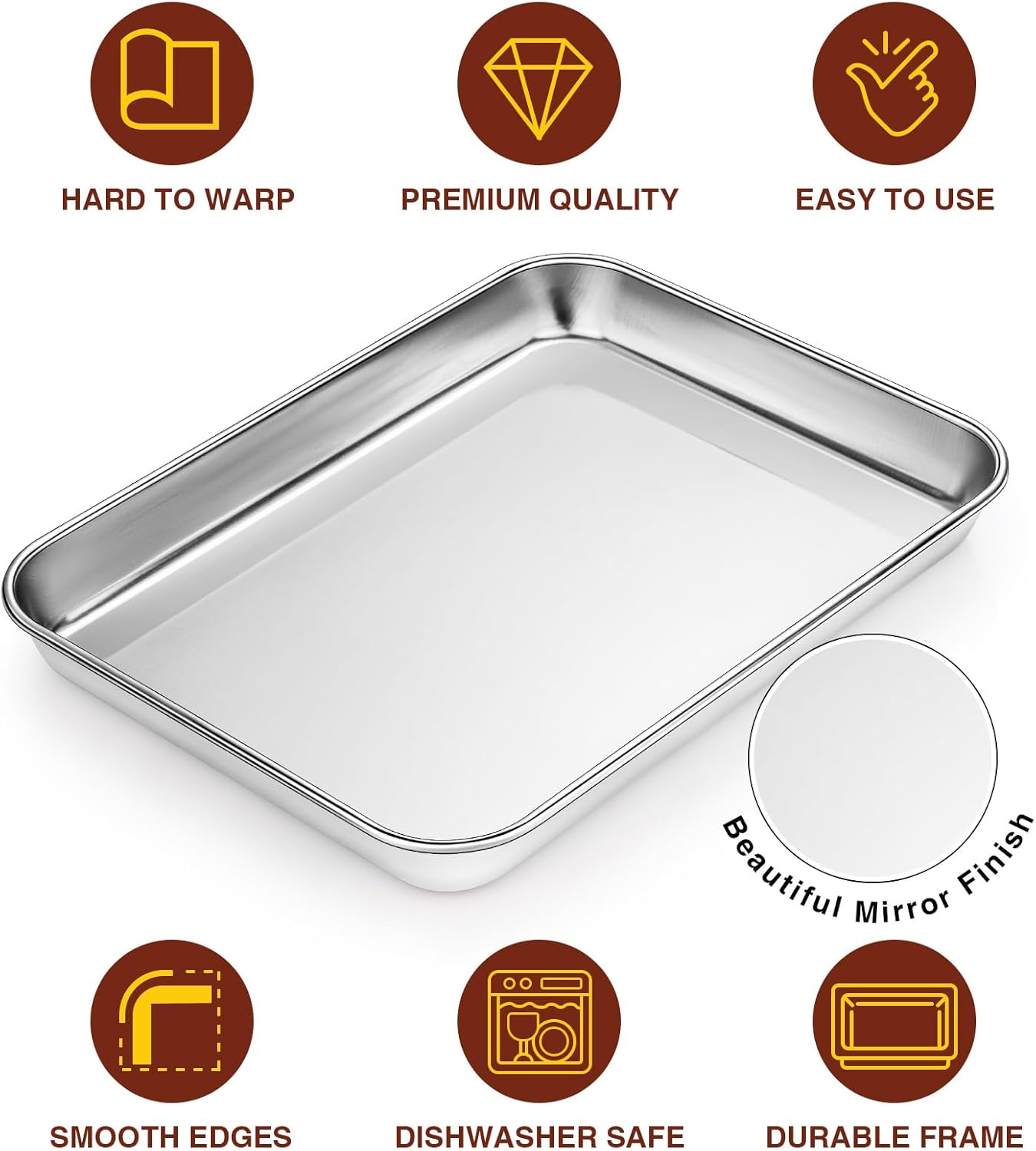 Wildone Juego de bandejas para hornear, bandeja para hornear, bandeja para hornear, tostadora, horno, 12 bandejas de acero inoxidable para hornear,
