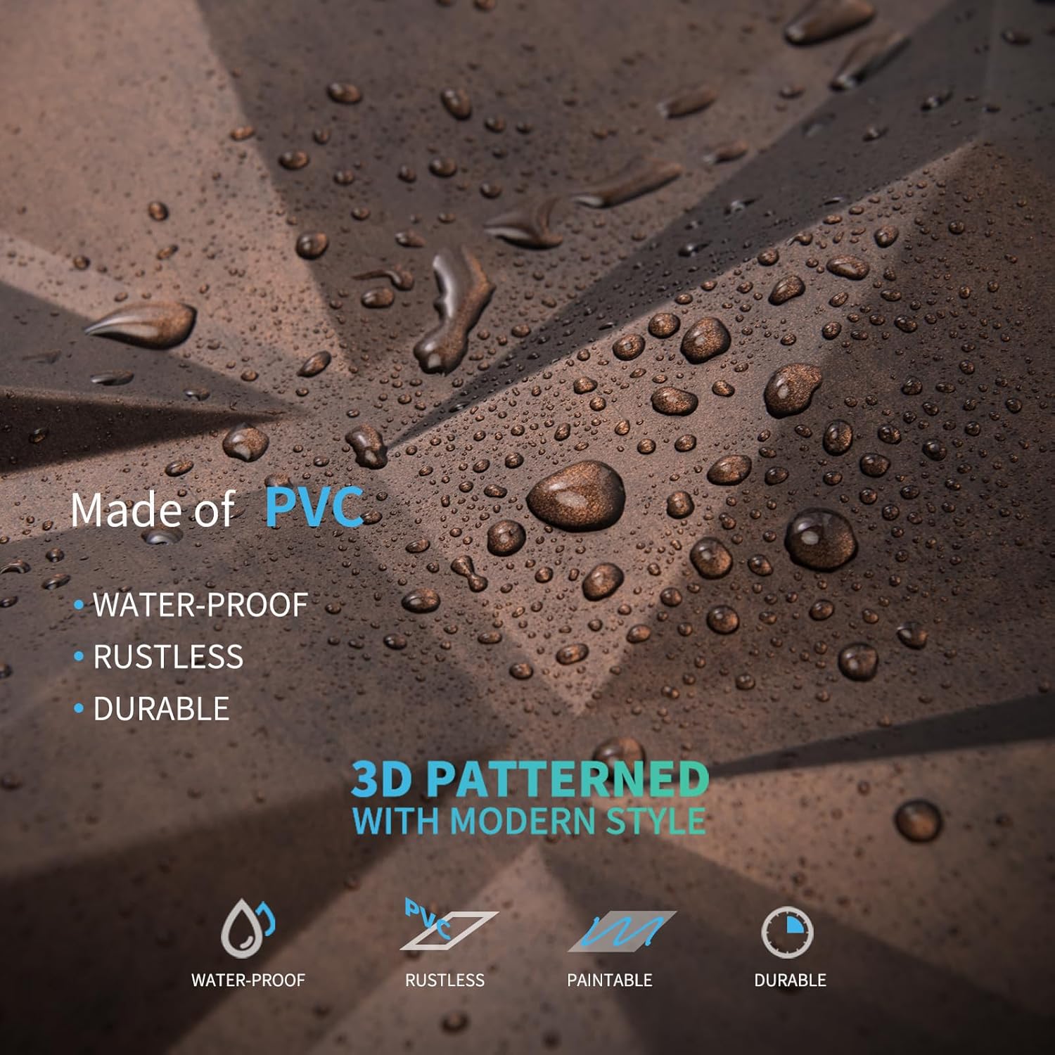 Art3d Textures A10038AC – Paneles de pared 3D con diseño de diamante de cobre antiguo para decoración de pared interior, paquete de 12 azulejos de