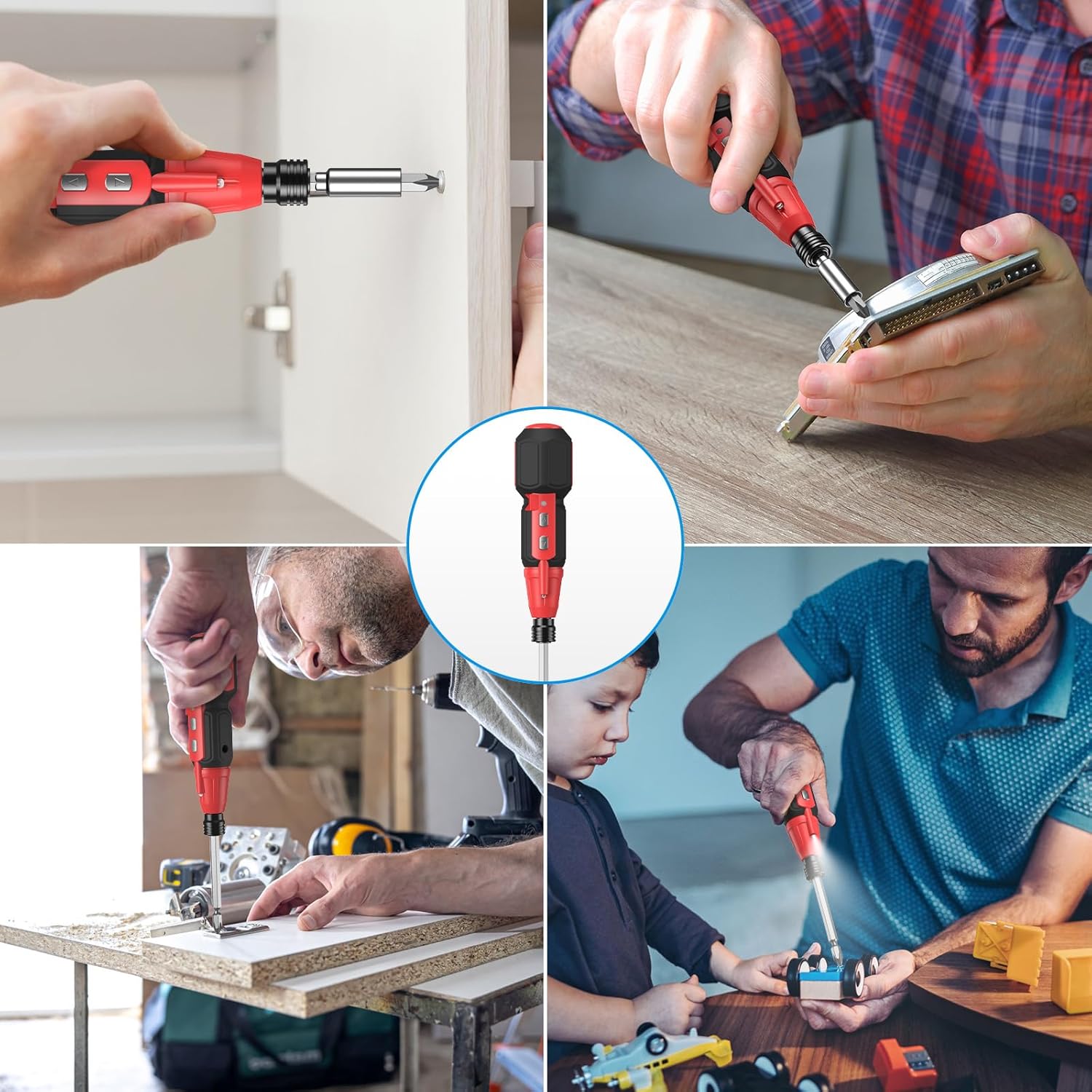 AMIR Destornillador eléctrico inalámbrico, juegos de destornilladores eléctricos recargables, kit de herramientas de reparación automática portátil