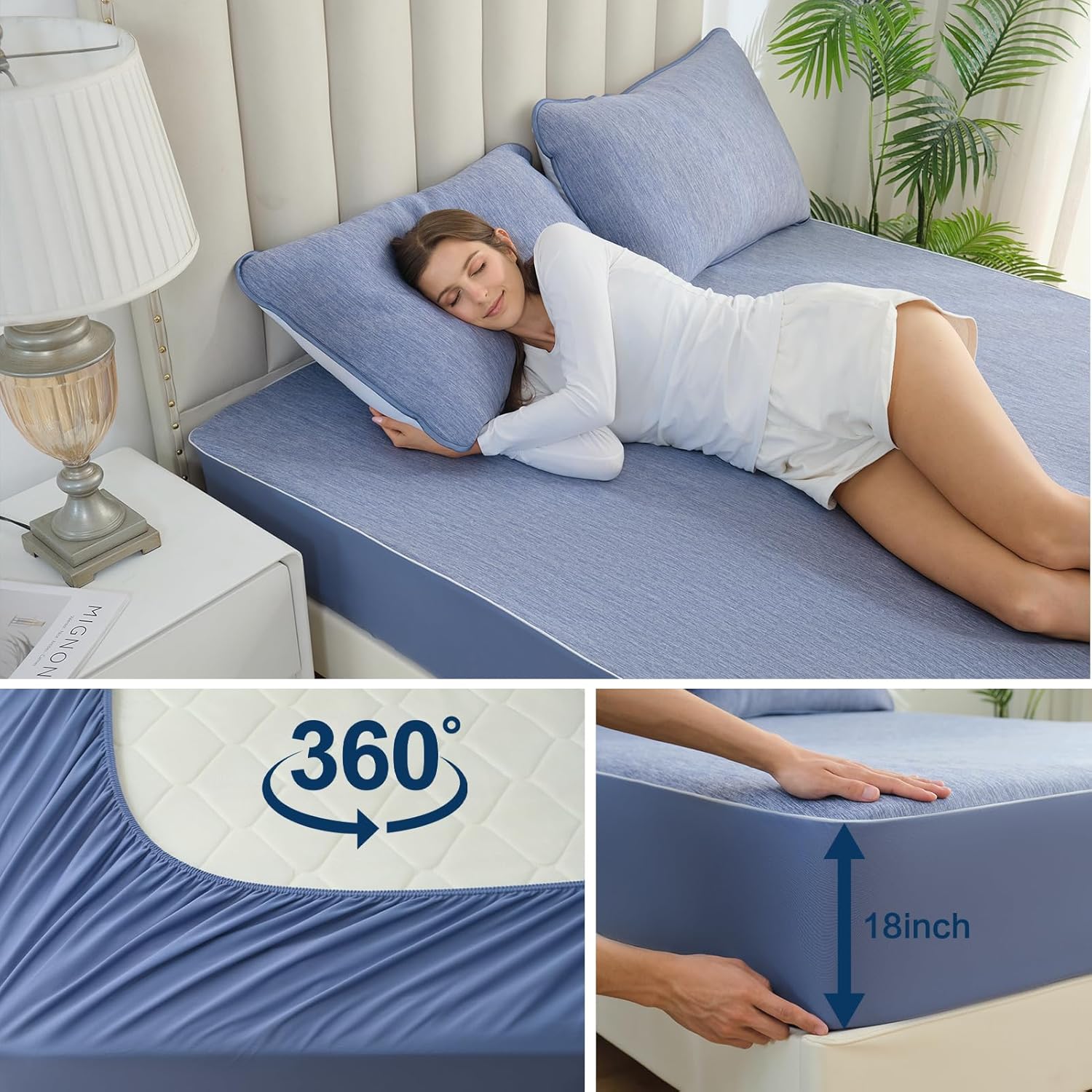 Sábana bajera ajustable de tamaño King para cama matrimonial, material sándwich, sábanas bajeras de tamaño King para comodidad durante toda la