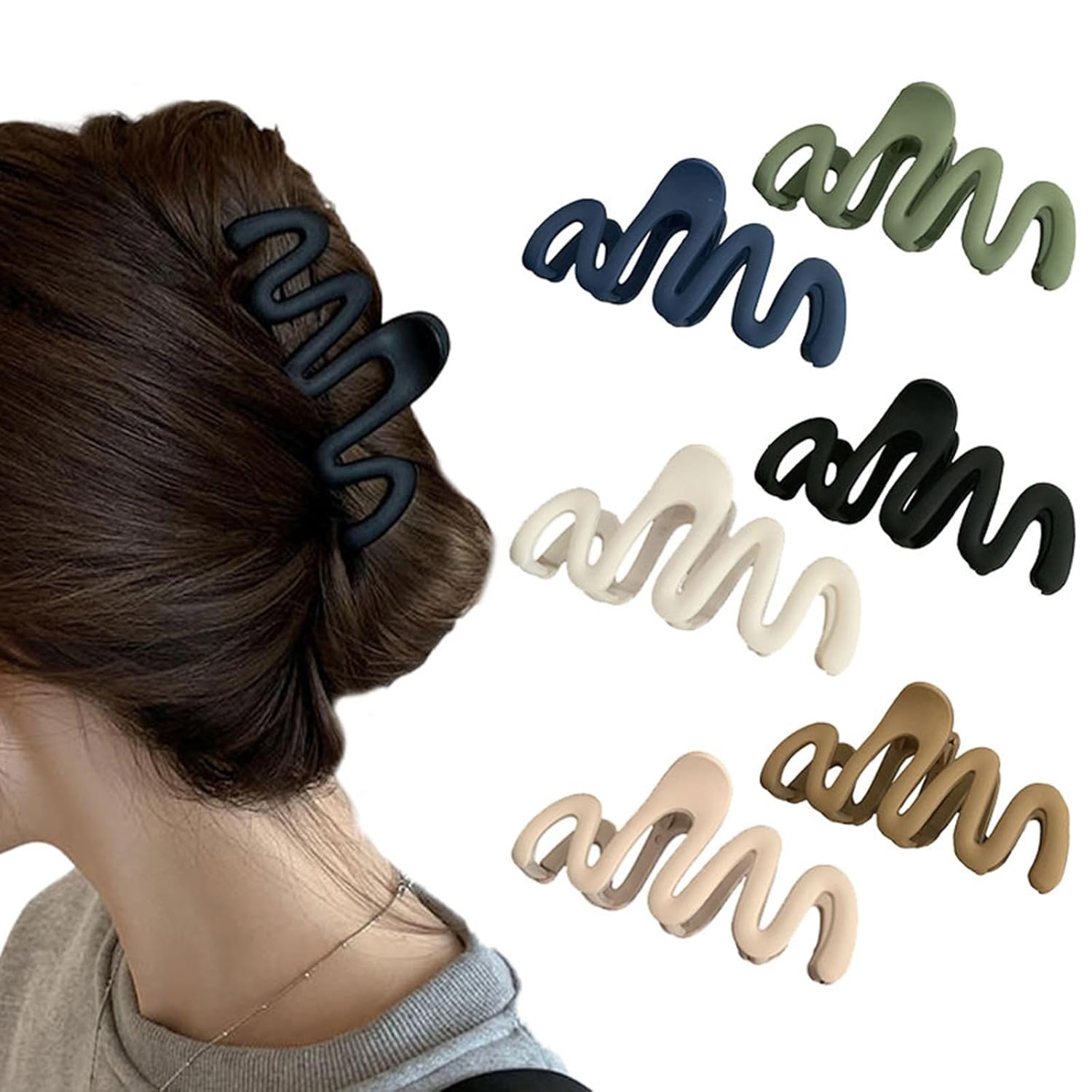 papasgix Pinzas para el cabello para mujer, 6 pinzas para el cabello, pinzas de pelo grandes para cabello grueso, clip de garra antideslizante,