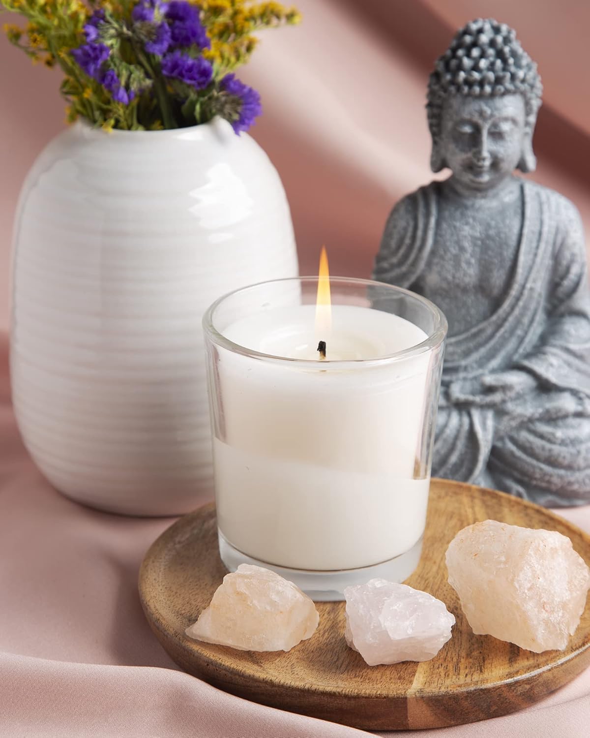 Juego de 4 velas votivas blancas, velas de cera de soja sin perfume rellenas de vidrio transparente para decoración del hogar, bodas, spa,