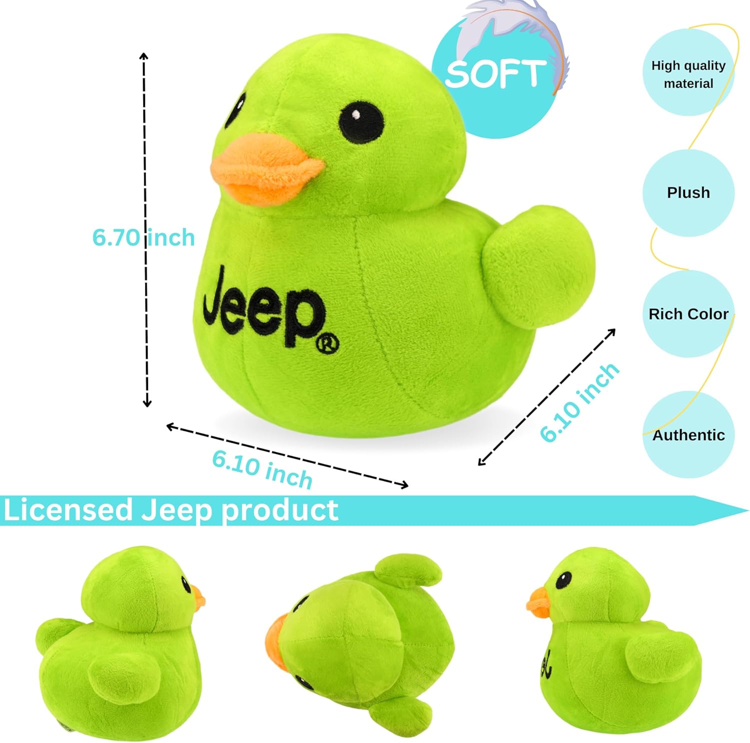 Jeep Texto Logo Peluche Animal Pato Verde -Perfect Enthusiasts You’ve Been Ducked (Verde)