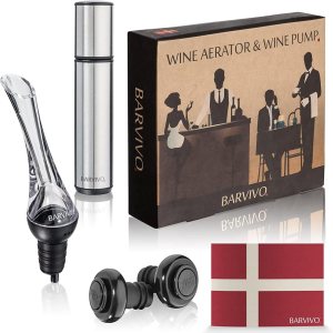 BARVIVO Kit de conservador de vino de alta calidad, tapones para botellas de vino extra fáciles de usar y bomba de vino al vacío, mantiene el vino BARVIVO Kit de conservador de vino de alta calidad, tapones para botellas de vino extra fáciles de usar y bomba de vino al vacío, mantiene el vino