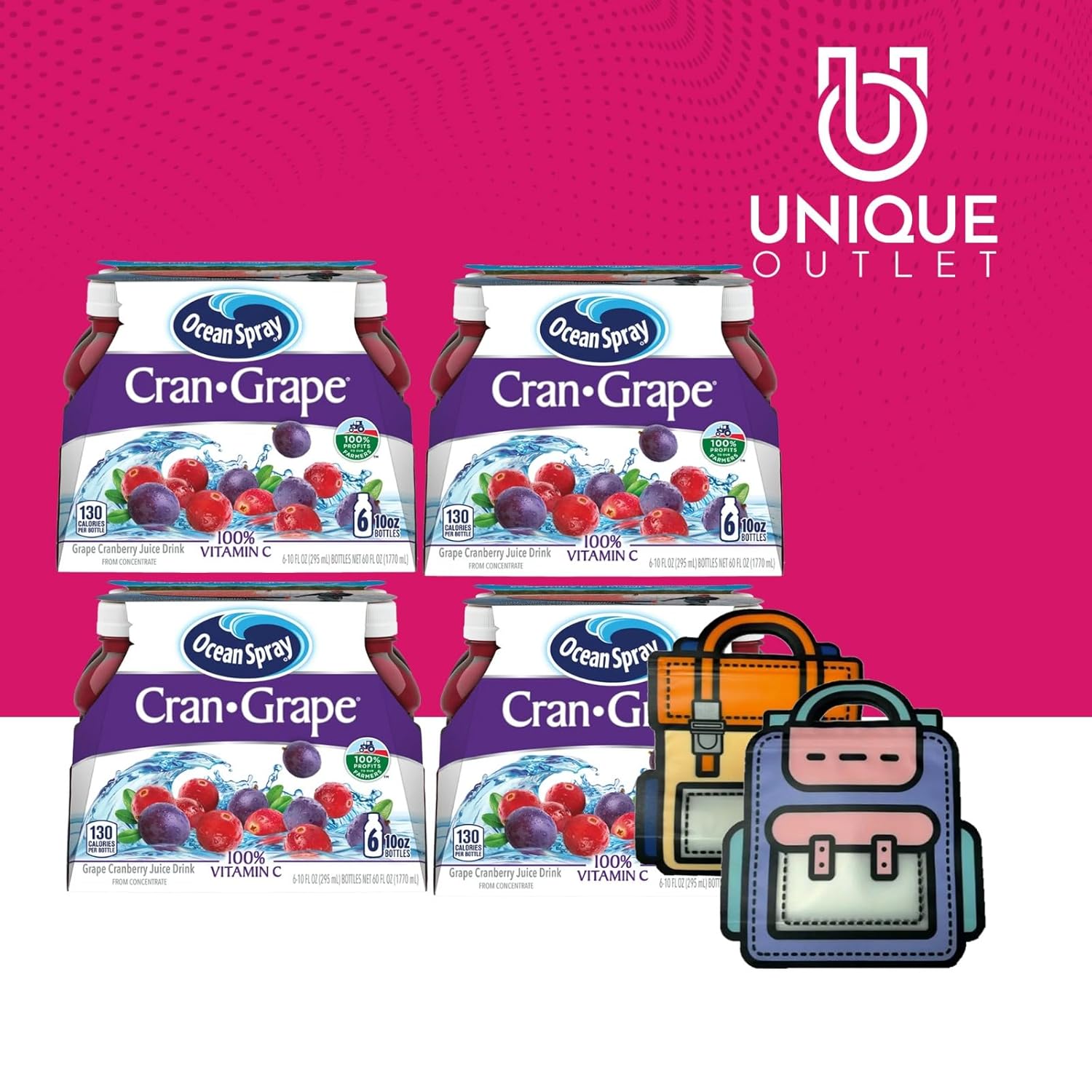 Ocean Spray – Paquete de 24 botellas de plástico para llevar de 10 onzas líquidas de jugo de uva Cran Unique Outlet