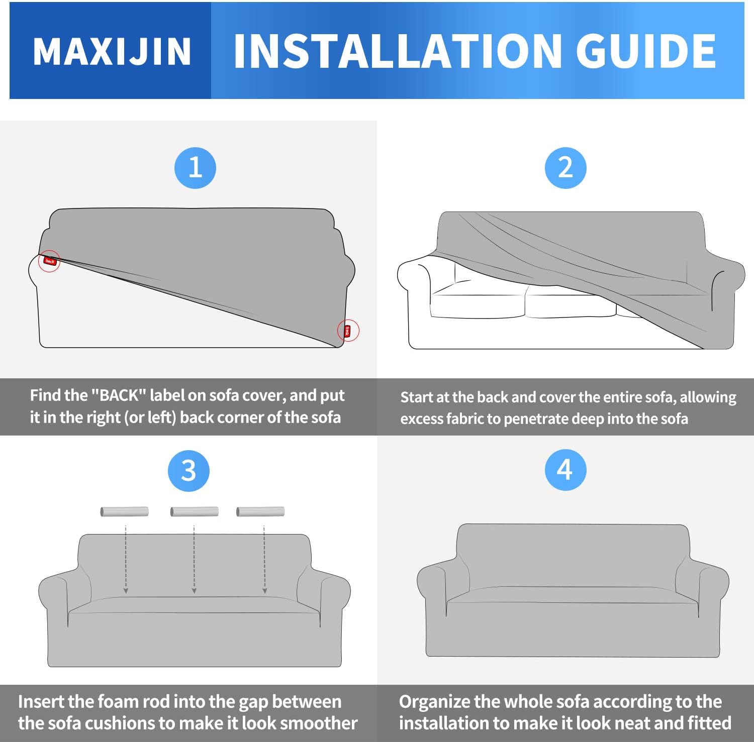 MAXIJIN Funda súper elástica para sofá de 3 cojines, funda universal de 1 pieza para sofá de sala de estar, protector de muebles de elastano, apto
