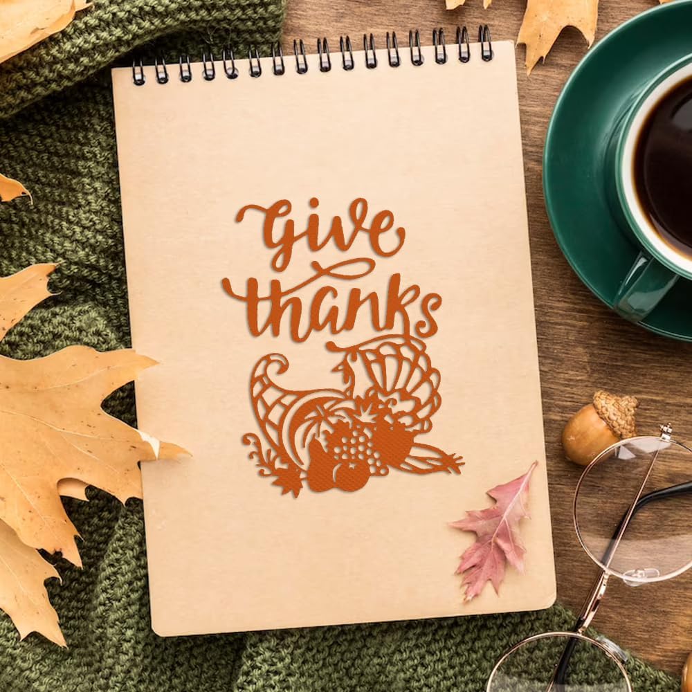 Troqueles de corte de metal de Acción de Gracias para hacer tarjetas, otoño, dar gracias, palabras, frutas, fondo, plantilla, herramienta para