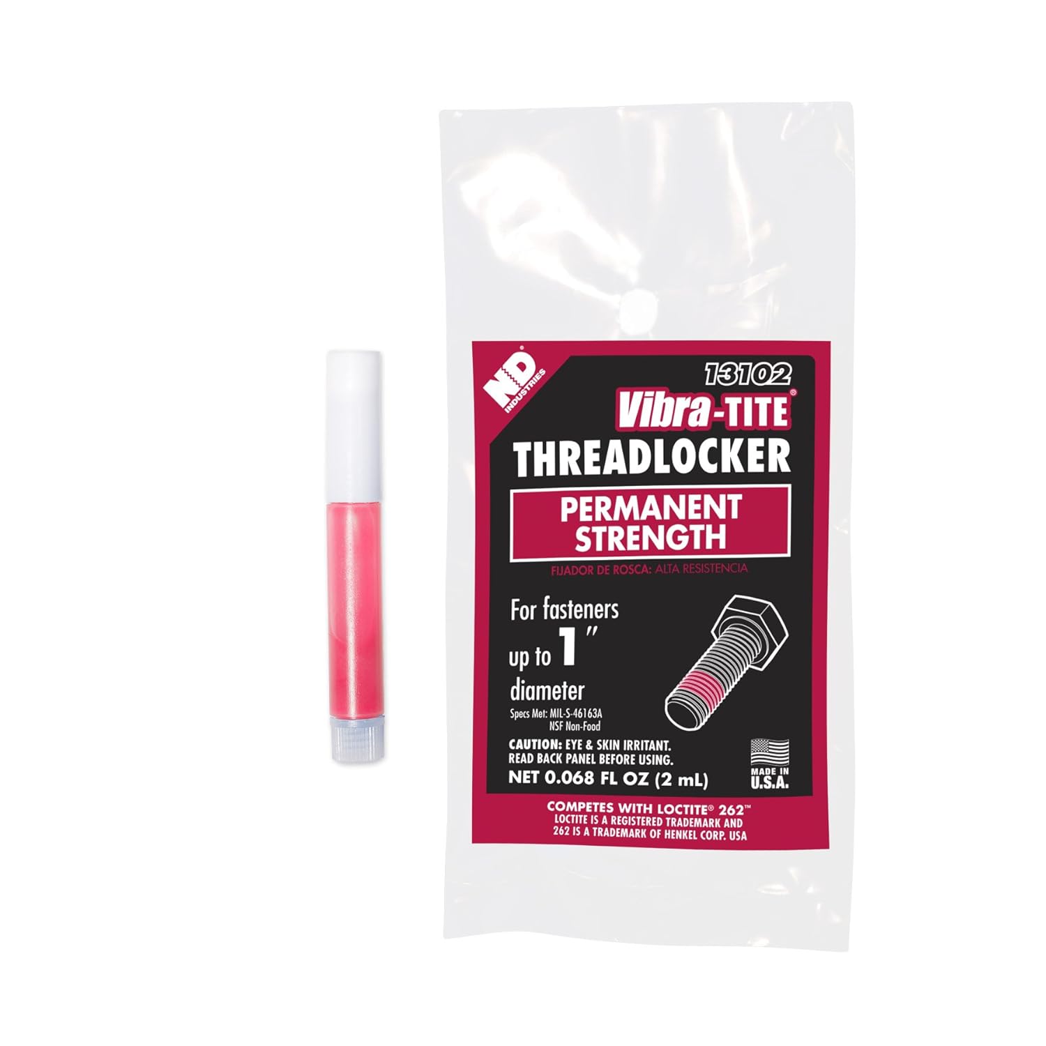 Vibra-TITE – 13199 131 – Cuenco anaeróbico de fuerza permanente, tubos de bala de 0.1 fl oz, rojo, 100 piezas