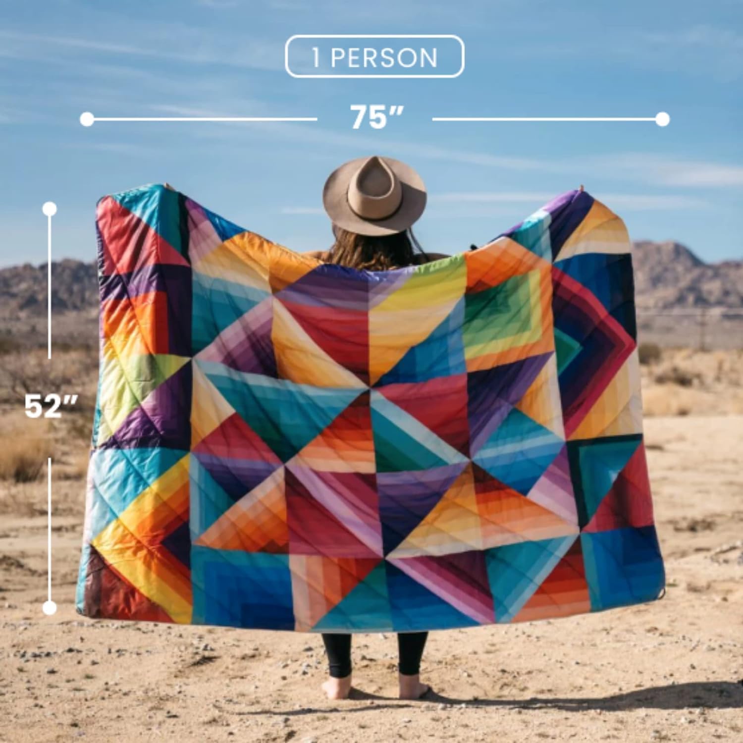 Rumpl The Original Puffy – Manta impresa para acampar al aire libre, para viajes, picnics, viajes a la playa, conciertos, 52 x 75 pulgadas,