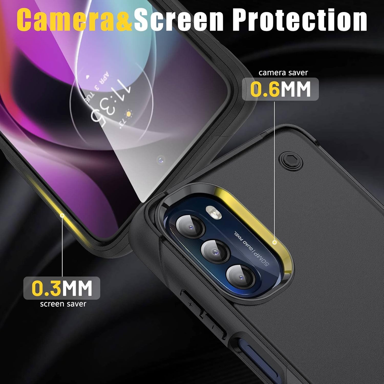 YmhxcY Funda para Moto G 5G 2022 Motorola G 5G 2022 con soporte y 2 protectores de pantalla a prueba de explosiones, grado militar a prueba de