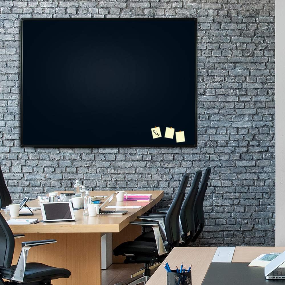 JILoffice Pizarra magnética negrapizarra negra de 48 x 36 pulgadas, marco de aluminio negro con bandeja de marcadores para oficina, hogar y escuela
