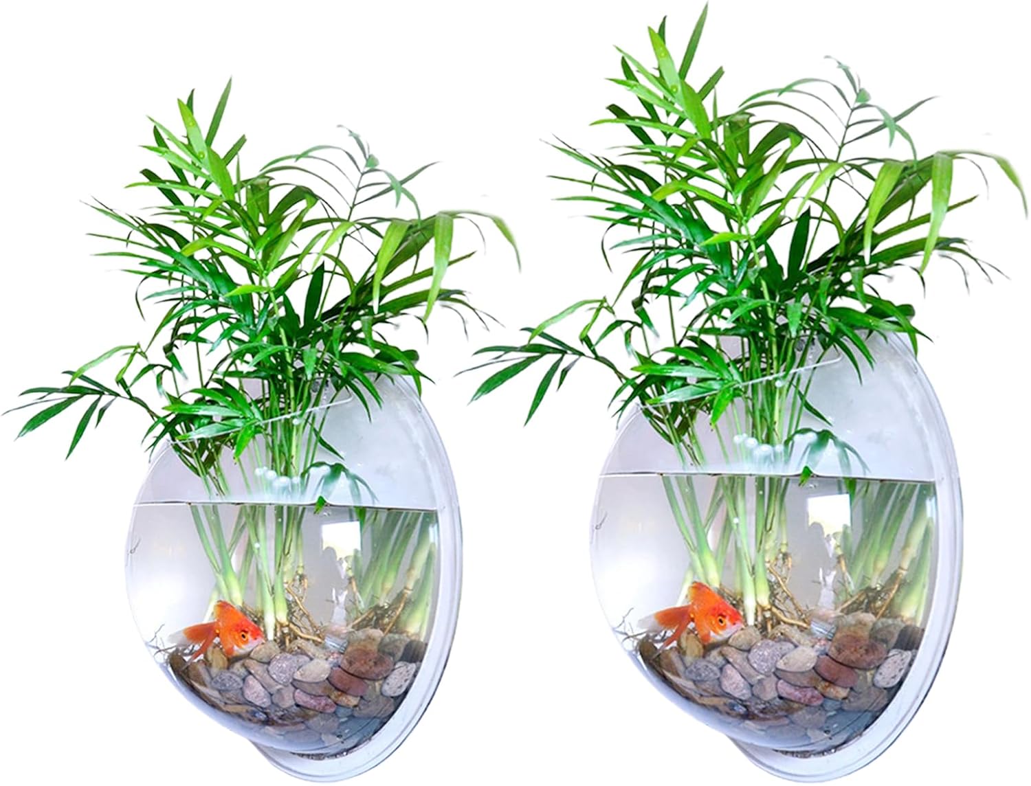 Wnvivi 2 cuencos de pecera para pecera, pared de burbujas para el hogar, necesidades diarias, maceta de flores para acuario, betta, jarrón de