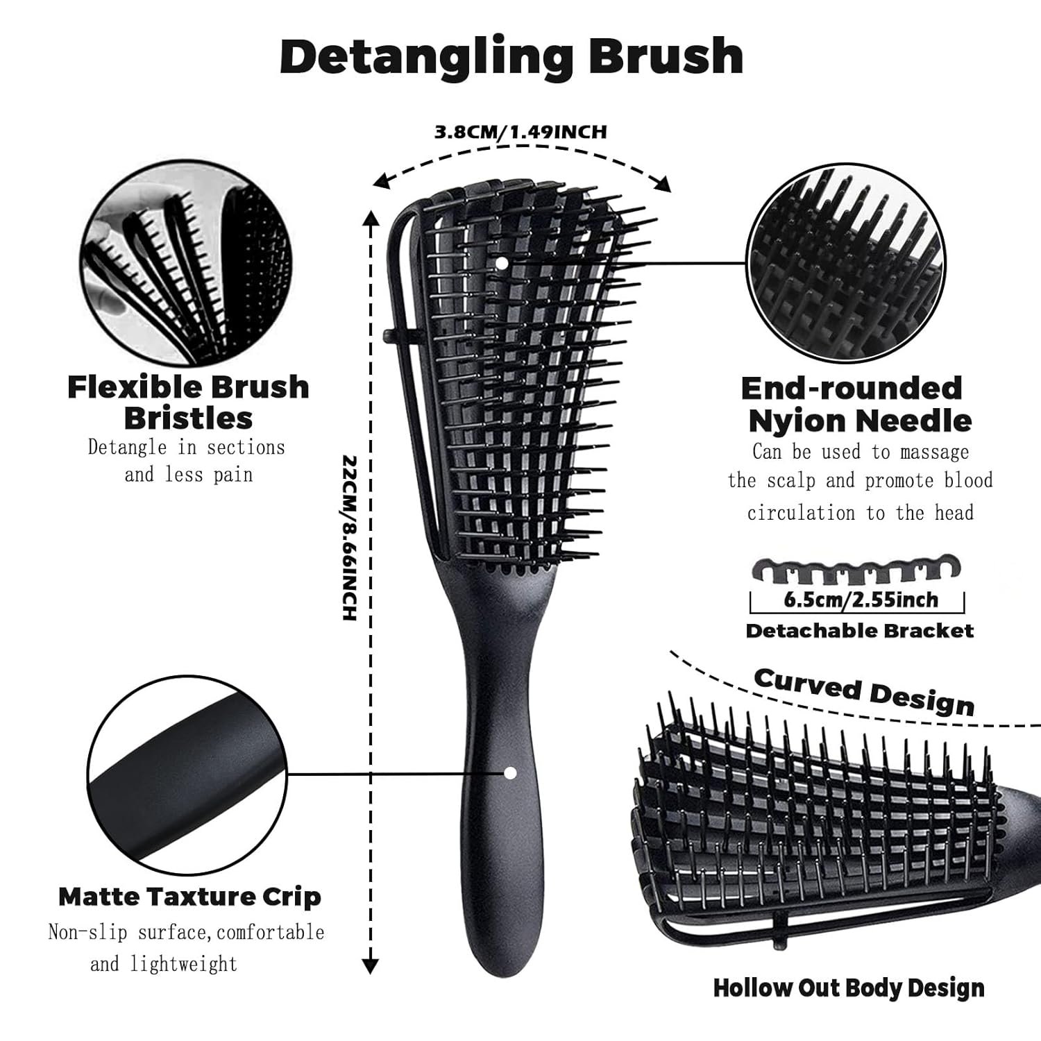 Cepillo desenredante para cabello rizado, cepillo de pelo rizado para mujereshombresniños, juego de cepillos desenredantes para cabello natural
