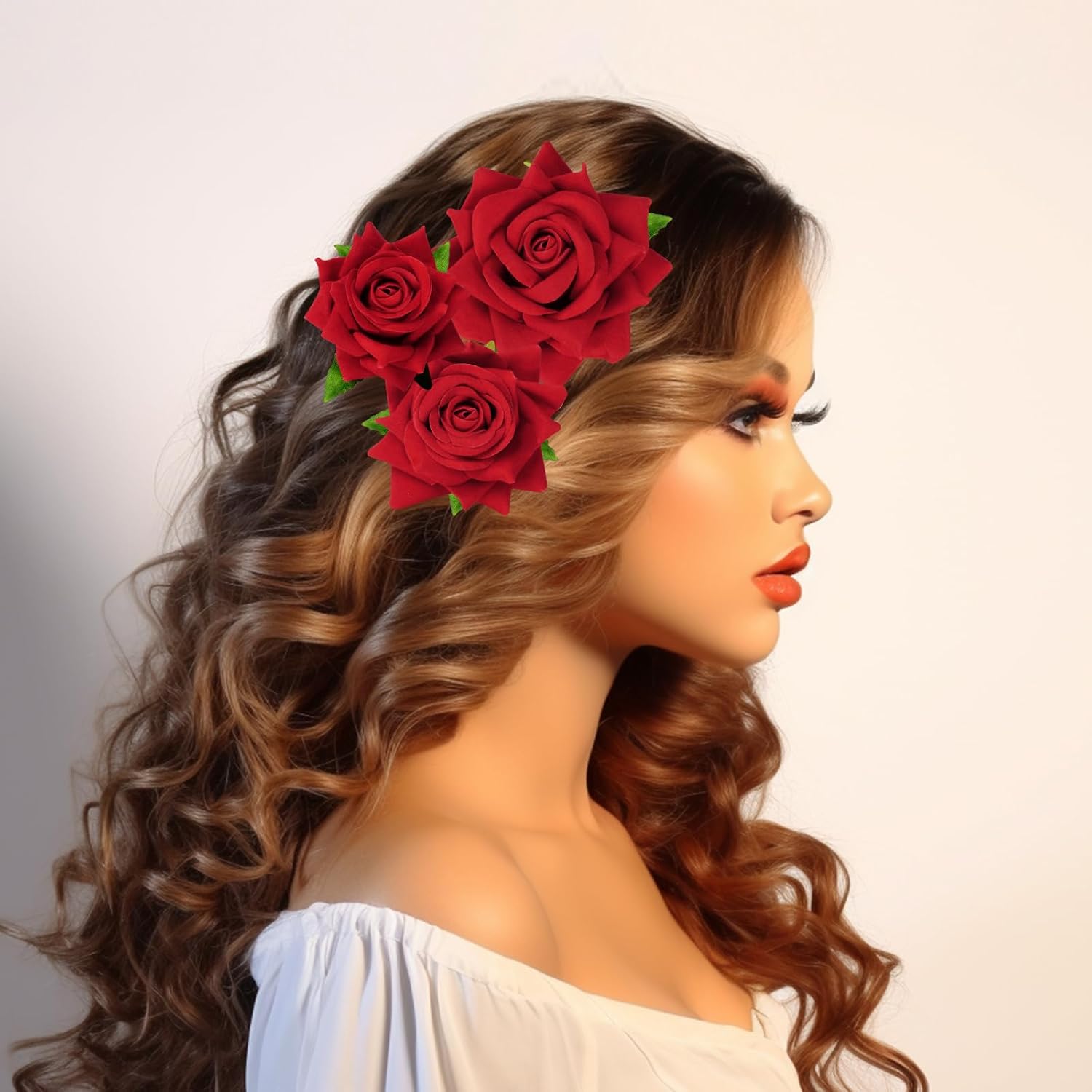 Topbuti 6 pinzas para el cabello con diseño de rosas y flores, accesorios para el cabello para mujeres, niñas, bailarinas de flamenco, mexicanas,
