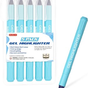Shuttle Art Paquete de 5 resaltadores de gel azules, resaltadores de la Biblia, no se traspasan, suministros de diario bíblico, ideal para diario, Shuttle Art Paquete de 5 resaltadores de gel azules, resaltadores de la Biblia, no se traspasan, suministros de diario bíblico, ideal para diario,