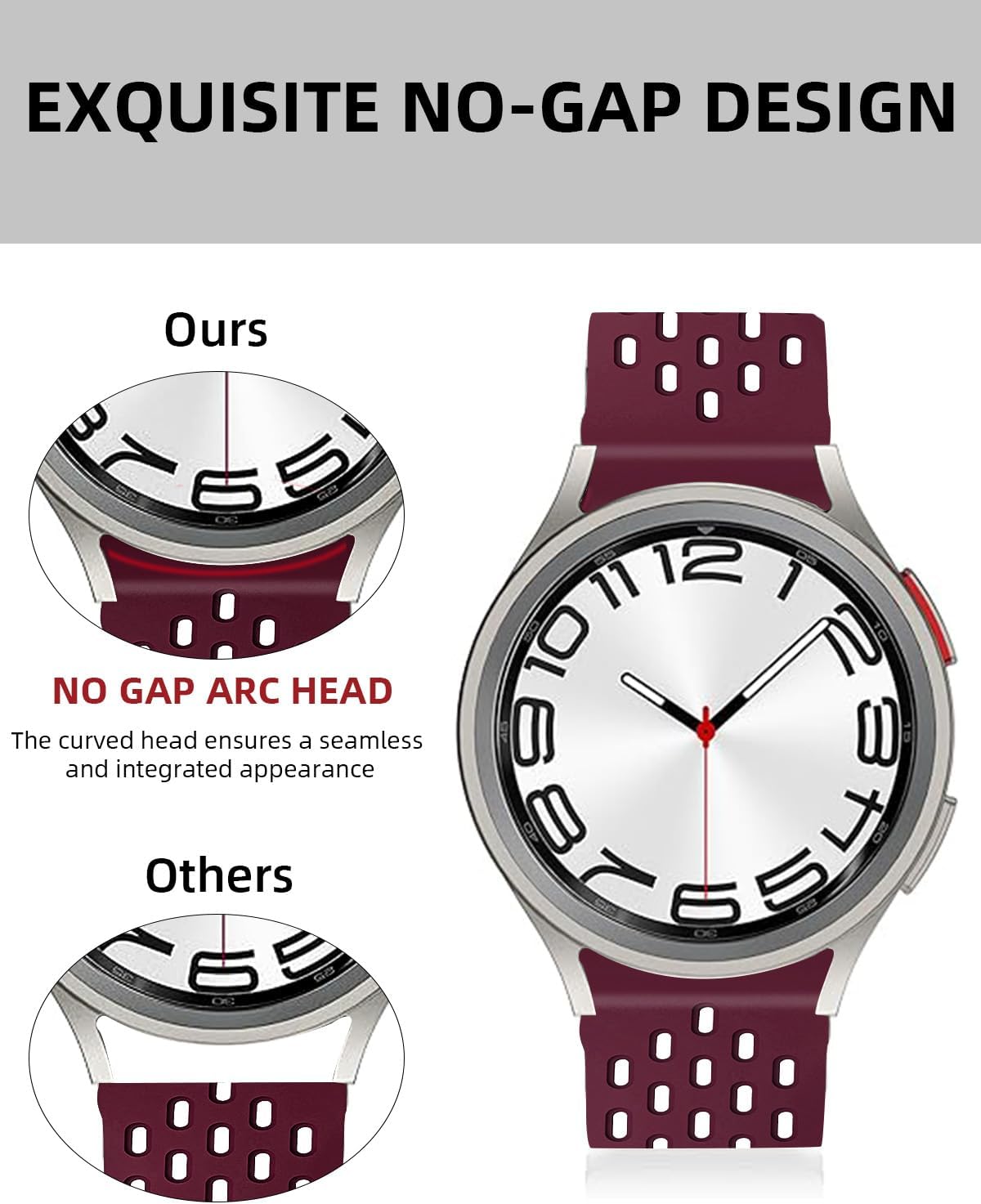 Correa de reloj sin brecha para Samsung Galaxy Watch 6 1.575 in 1.732 inWatch 6 Classic 1.693 in 1.850 inWatch 5 Pro 1.772 inWatch 4 Classic 1.654