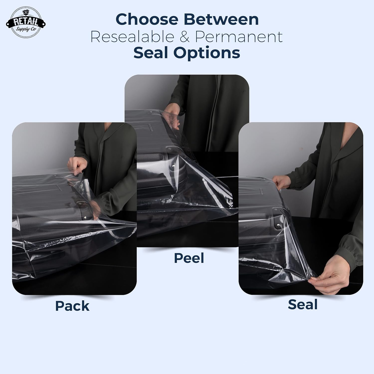 Retail Supply Co – Bolsas de plástico transparentes con advertencia de asfixia, resellables, de 24 x 28pulgadas, paquete de 100 unidades