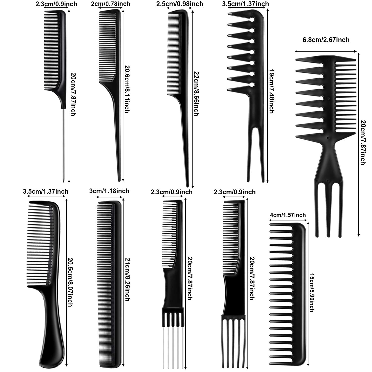 Juego de 12 cepillos de pelo para desenredar, incluye 1 peine de masaje con bolsa de aire, 1 cepillo de rodillo y 10 peines de peinado para cabello