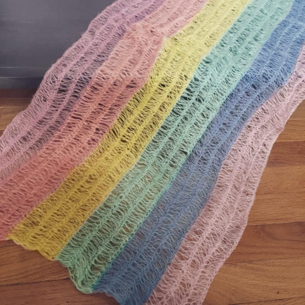 Coberllus Accesorios de fotografía para bebé recién nacido, manta de mohair para niño y niña, arco iris, larga ondulación, para sesión de fotos
