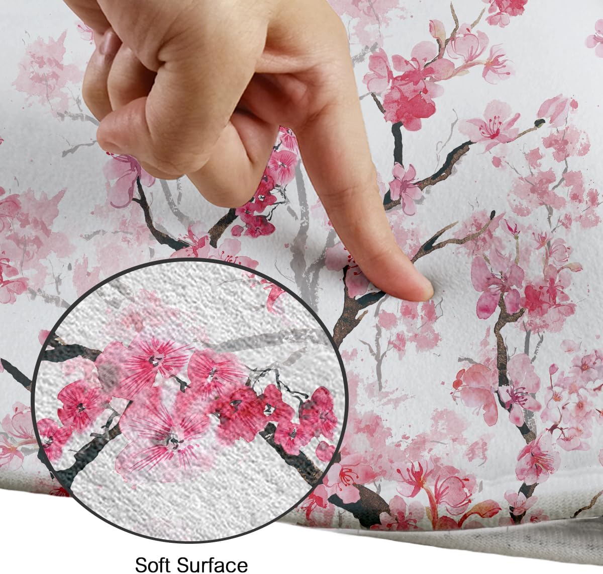 Juego de cortinas de ducha con diseño de flor de cerezo rosa, diseño de árbol de flores florales japonesas, kawaii, impermeable, 4 piezas,