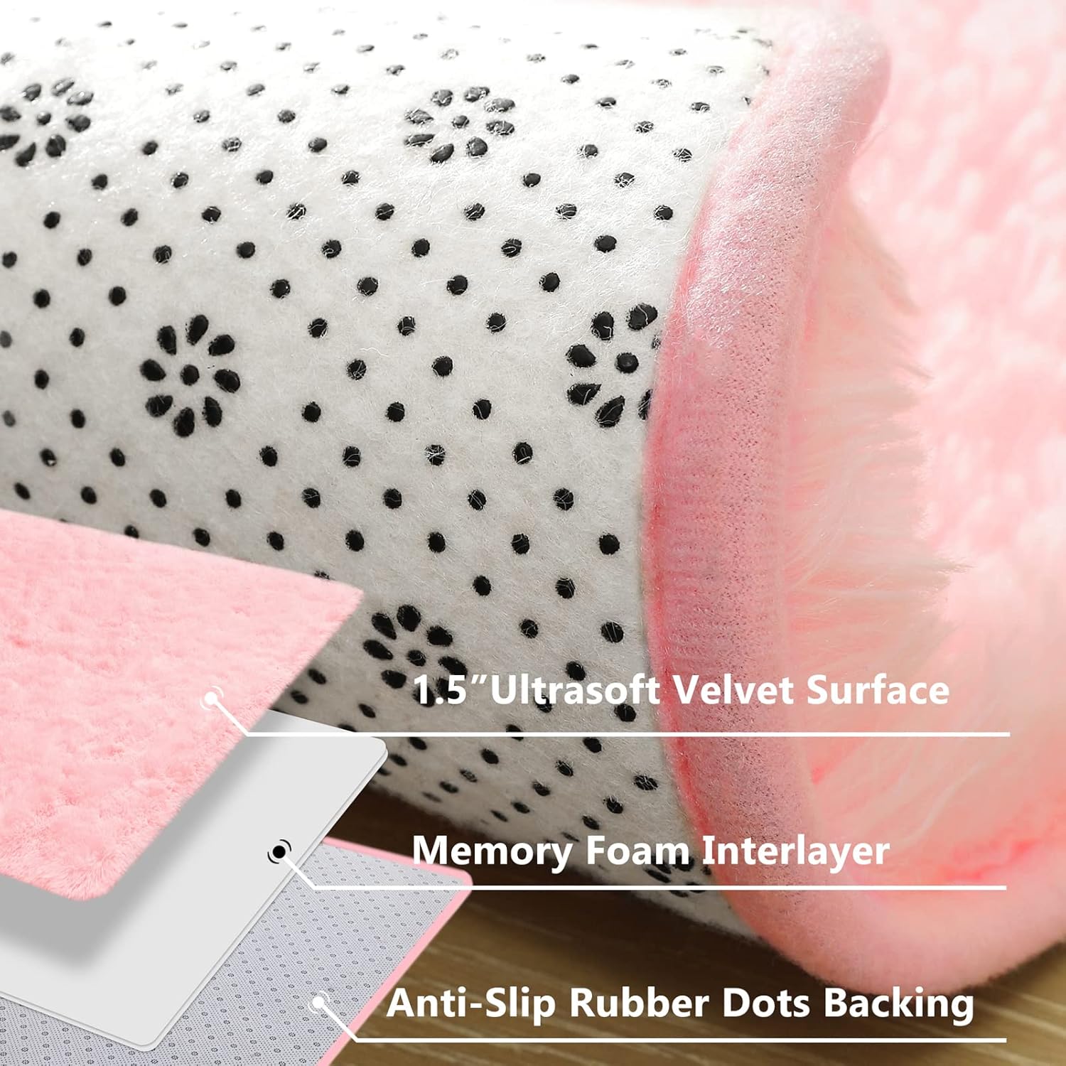 Jelymark Alfombra súper suave para dormitorio, alfombra esponjosa de 3 x 5 pulgadas para sala de estar, alfombra de felpa interior mullida para