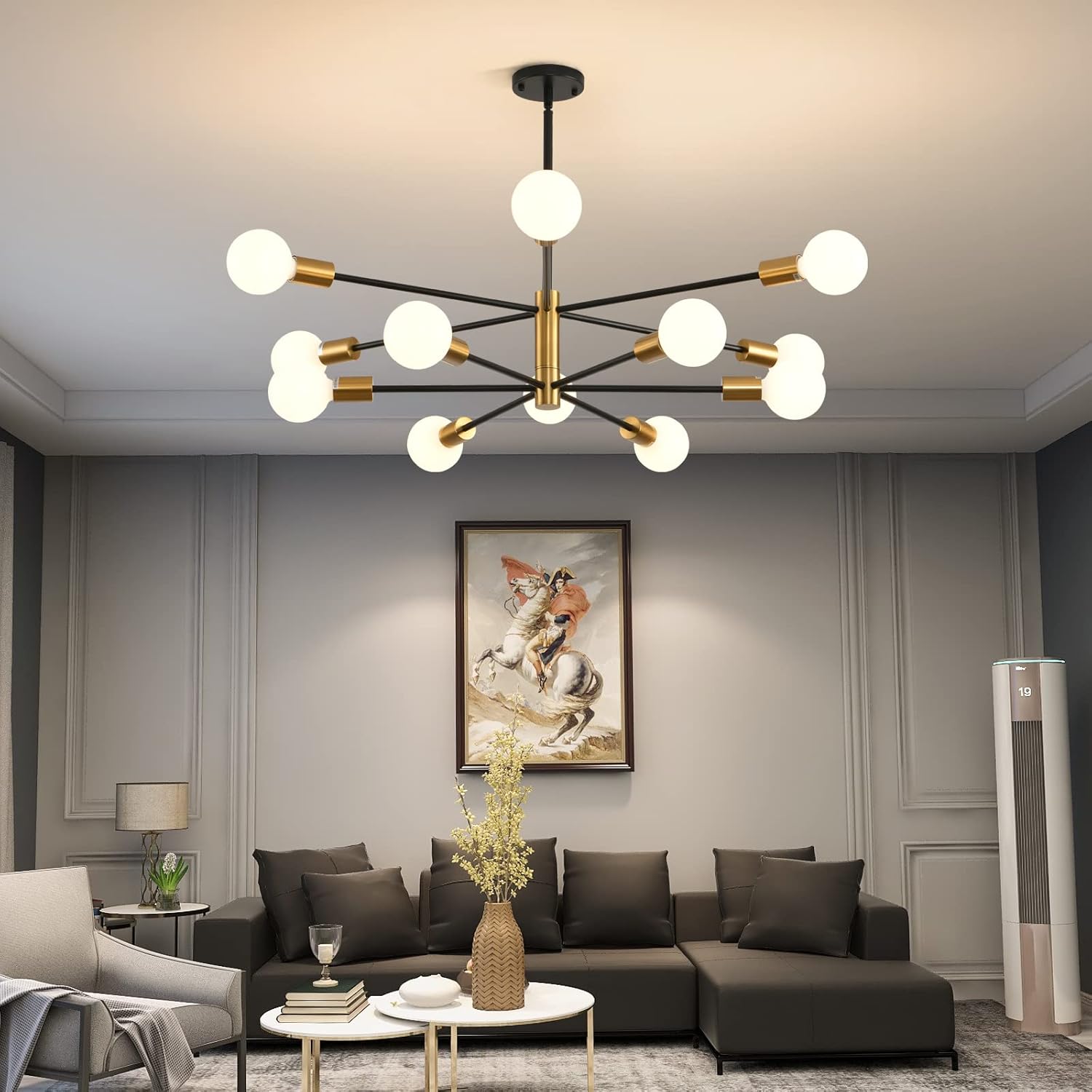 Lámpara de araña moderna Sputnik, lámpara de techo de 10 luces Lamparas de Techo Modernas, lámpara de techo ajustable en altura ajustable de