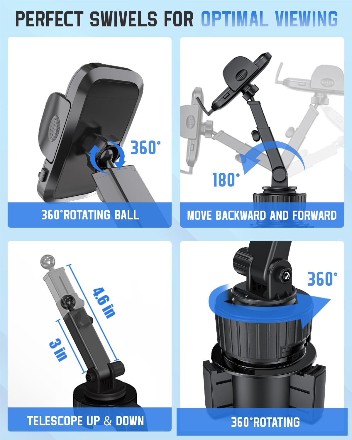Soporte para teléfono con base desmontable, soporte para teléfono celular compatible con iPhone, Samsung Pixel y todos los teléfonos inteligentes,