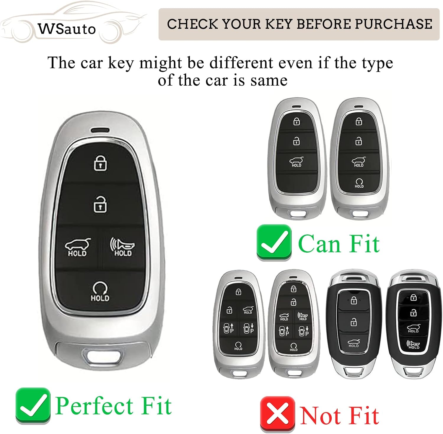 Funda para llavero para accesorios Hyundai, Negro –